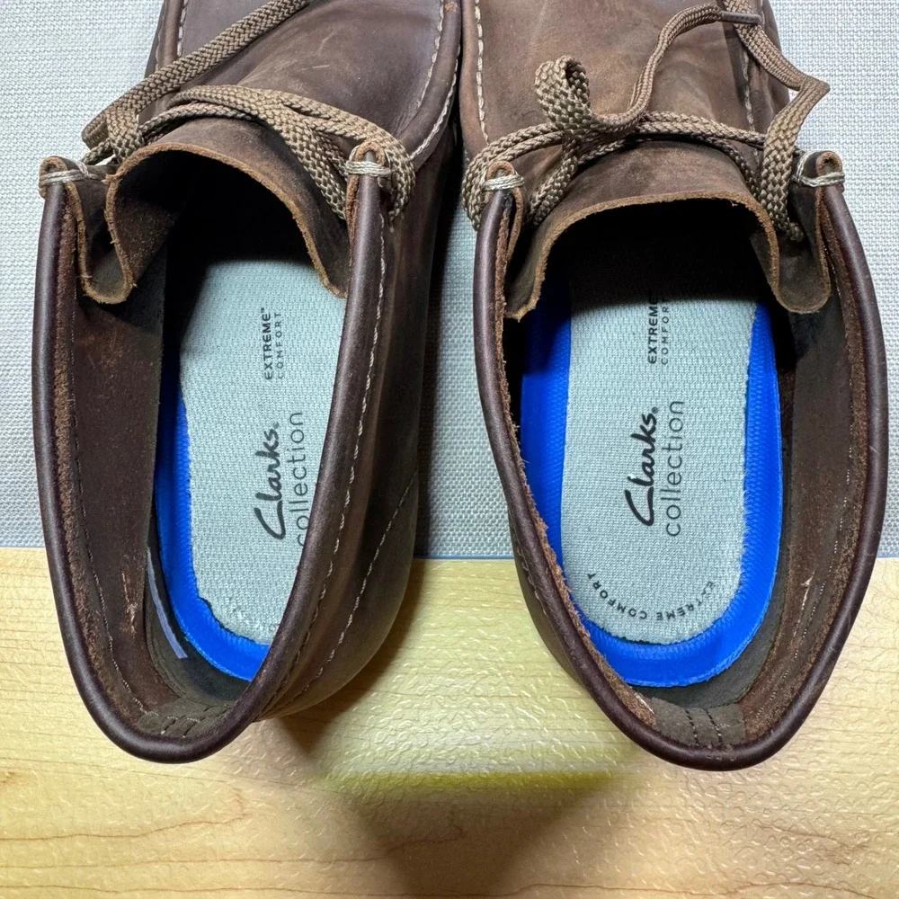 Clarks Mens Wallabee Chukka Leather Boots Dark Brown Size 12